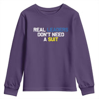 Support Ukraine Youth Sweatshirt Real Leaders Dont Need Suits