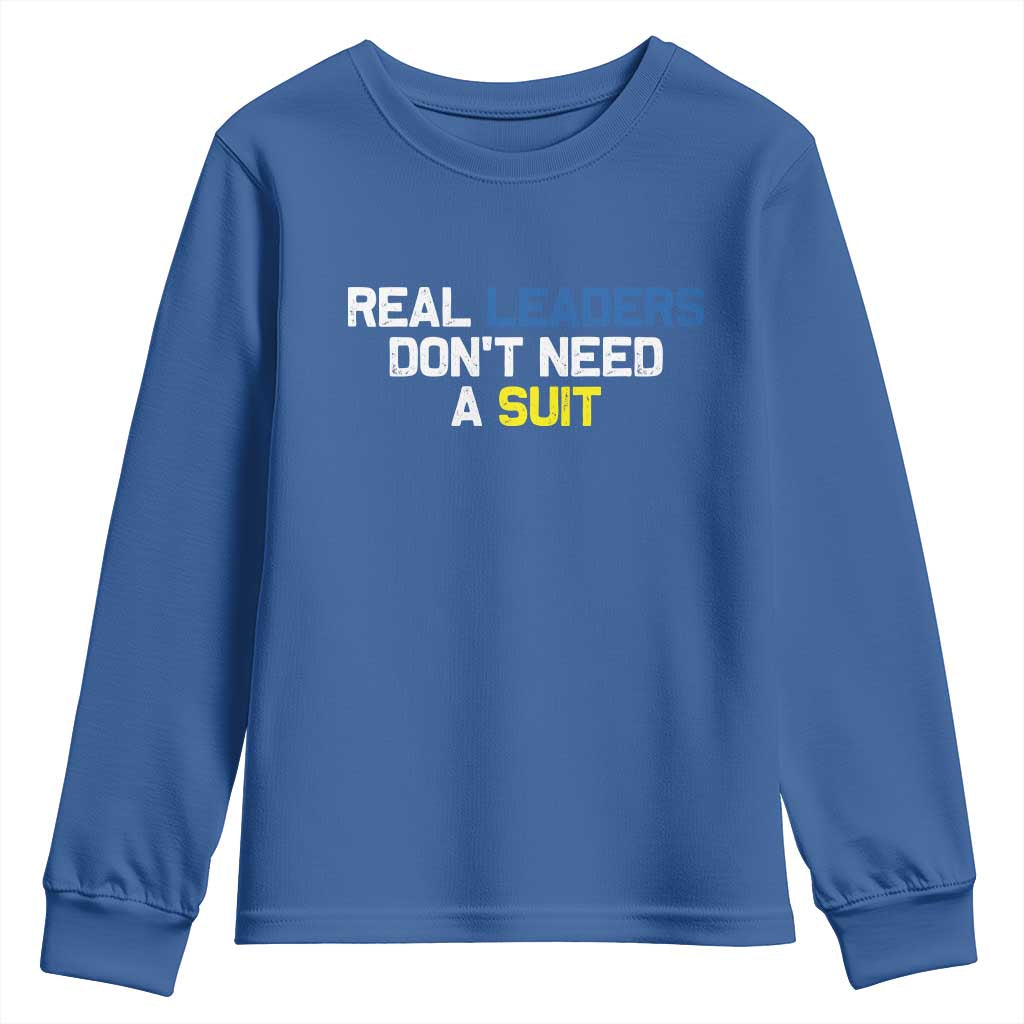 Support Ukraine Youth Sweatshirt Real Leaders Dont Need Suits