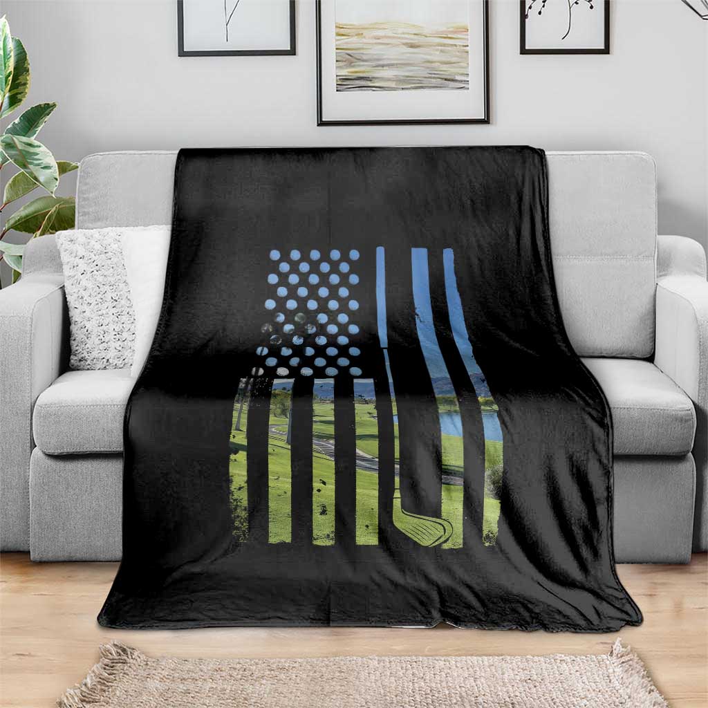 American Flag Golf Throw Blanket Golfer Funny Golf Club Golfing