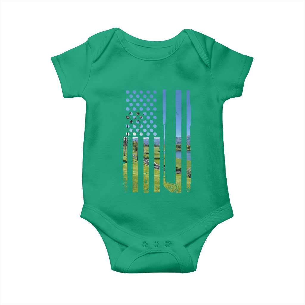 American Flag Golf Baby Onesie Golfer Funny Golf Club Golfing