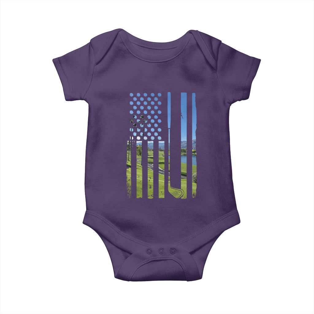 American Flag Golf Baby Onesie Golfer Funny Golf Club Golfing