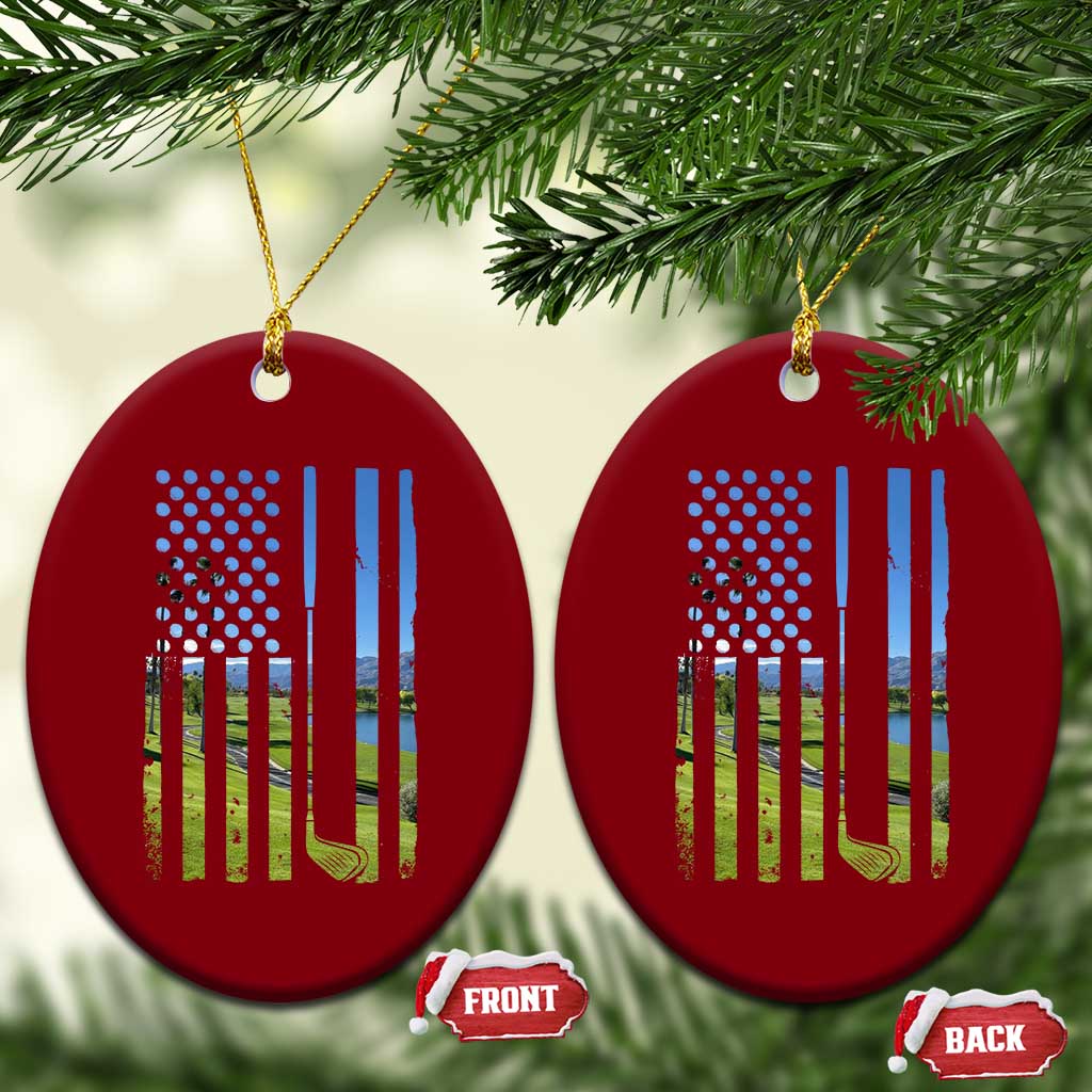 American Flag Golf Ceramic Ornament Golfer Funny Golf Club Golfing