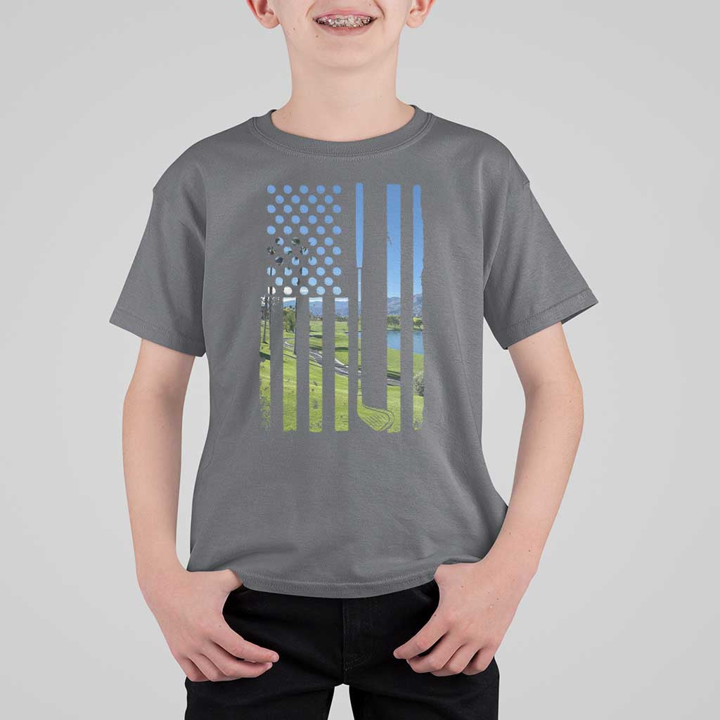 American Flag Golf T Shirt For Kid Golfer Funny Golf Club Golfing