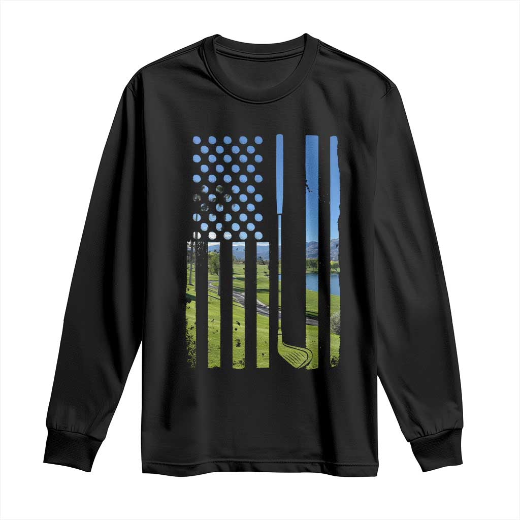 American Flag Golf Long Sleeve Shirt Golfer Funny Golf Club Golfing