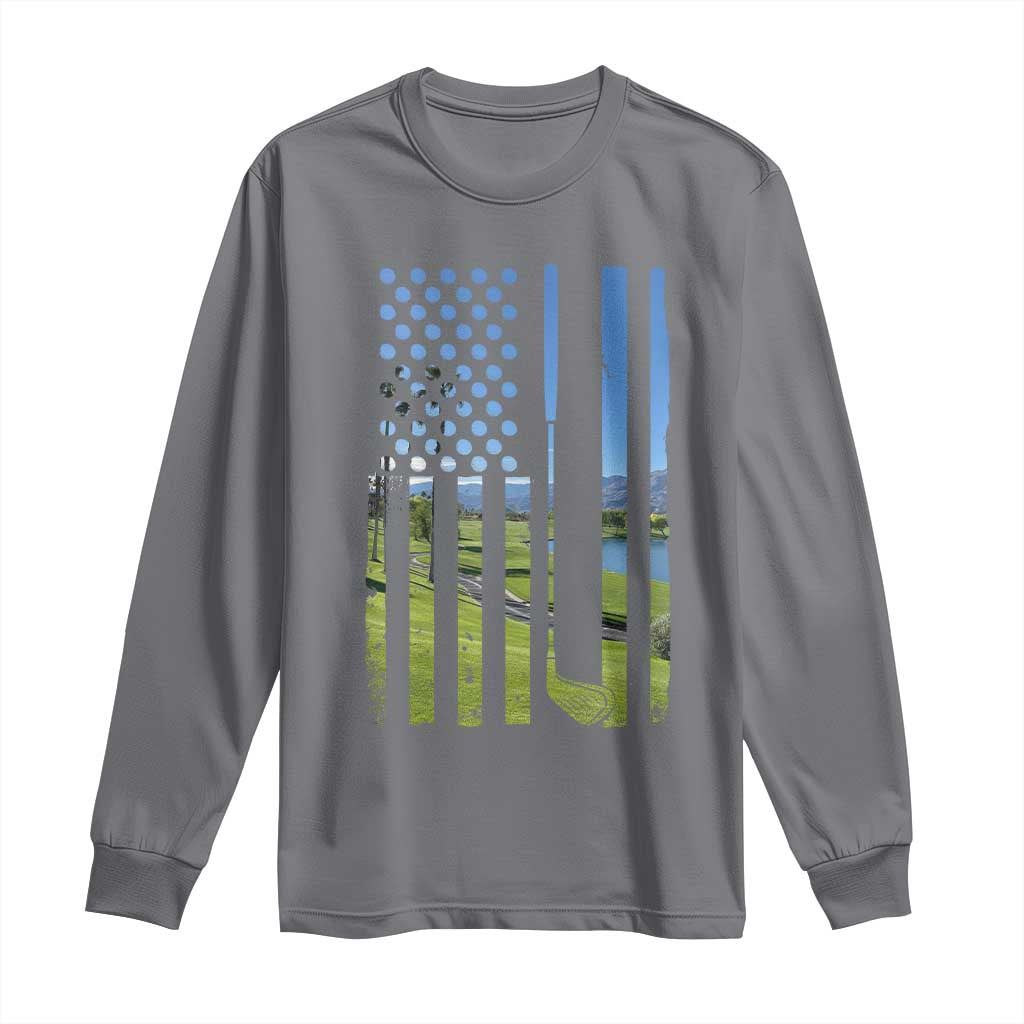 American Flag Golf Long Sleeve Shirt Golfer Funny Golf Club Golfing