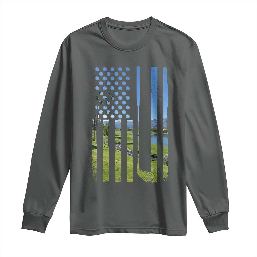 American Flag Golf Long Sleeve Shirt Golfer Funny Golf Club Golfing