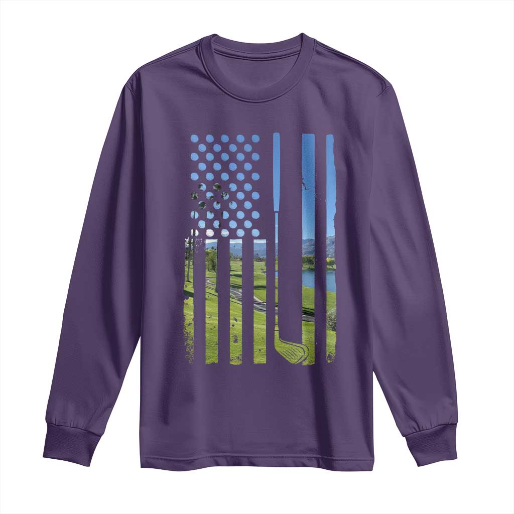 American Flag Golf Long Sleeve Shirt Golfer Funny Golf Club Golfing