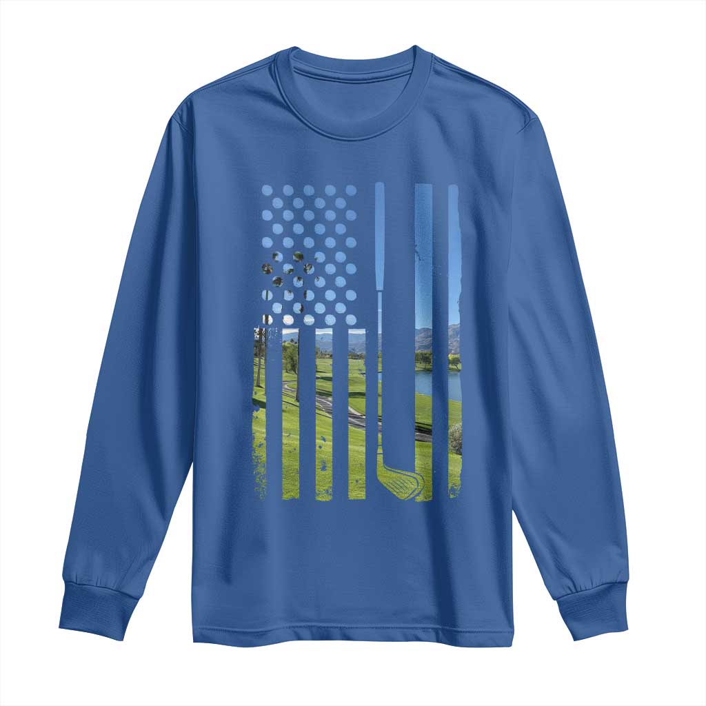 American Flag Golf Long Sleeve Shirt Golfer Funny Golf Club Golfing