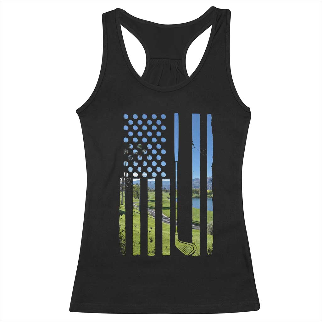 American Flag Golf Racerback Tank Top Golfer Funny Golf Club Golfing