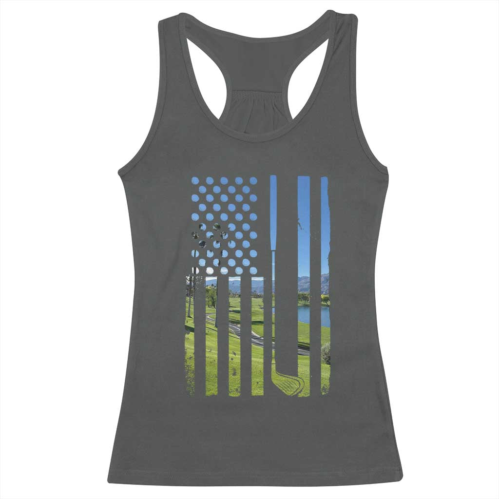 American Flag Golf Racerback Tank Top Golfer Funny Golf Club Golfing