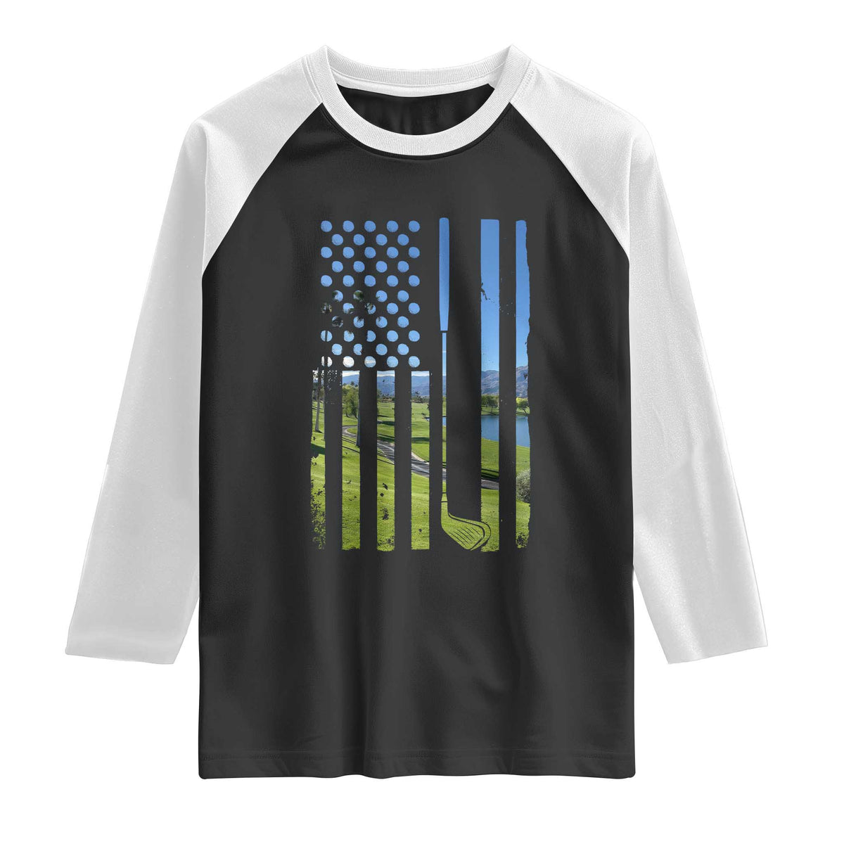American Flag Golf Raglan Shirt Golfer Funny Golf Club Golfing