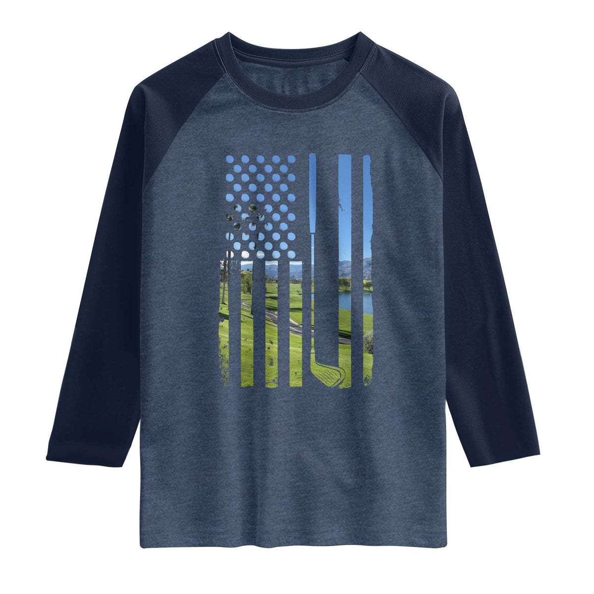 American Flag Golf Raglan Shirt Golfer Funny Golf Club Golfing