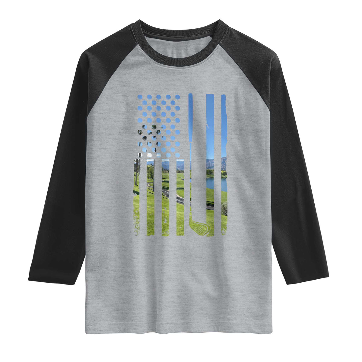 American Flag Golf Raglan Shirt Golfer Funny Golf Club Golfing