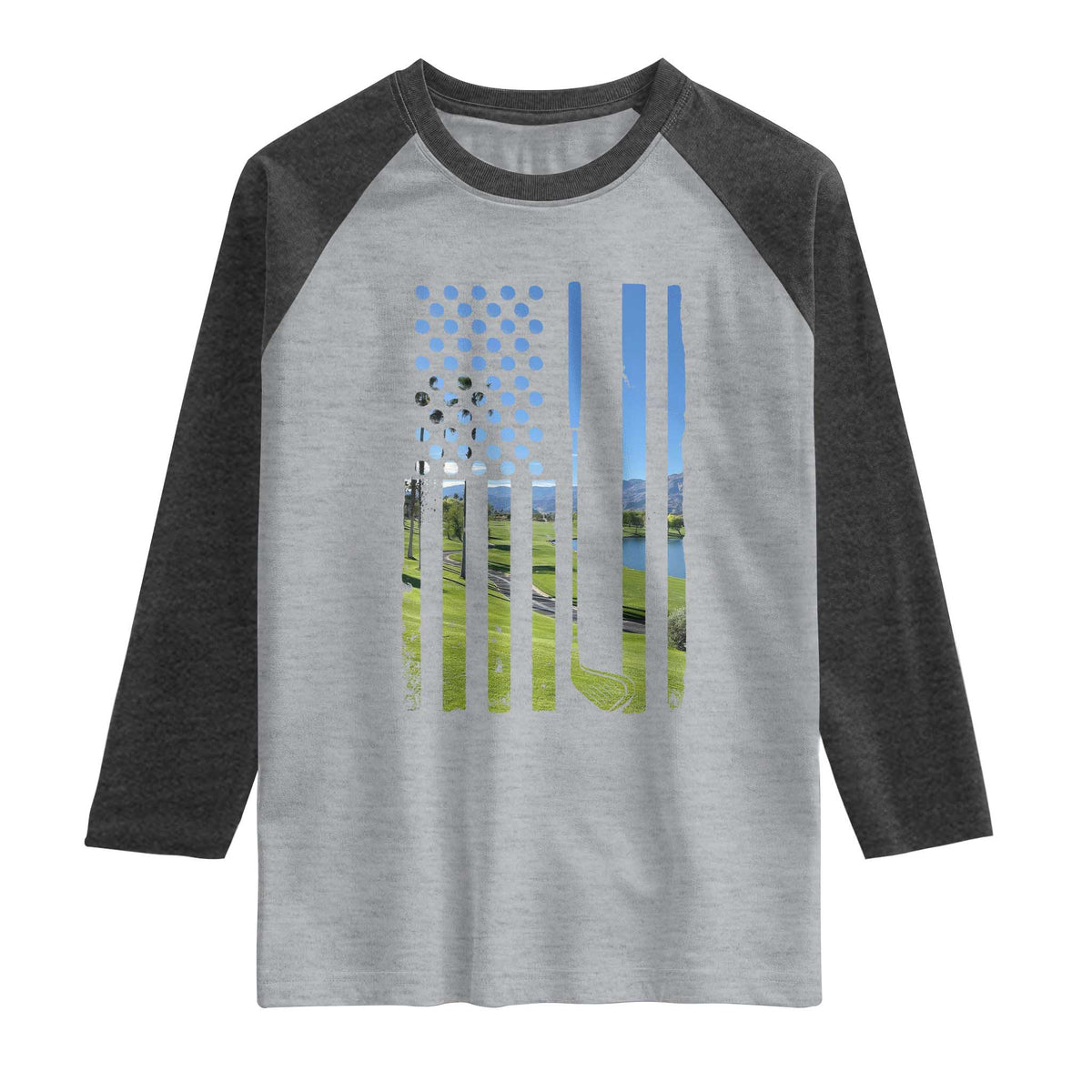 American Flag Golf Raglan Shirt Golfer Funny Golf Club Golfing