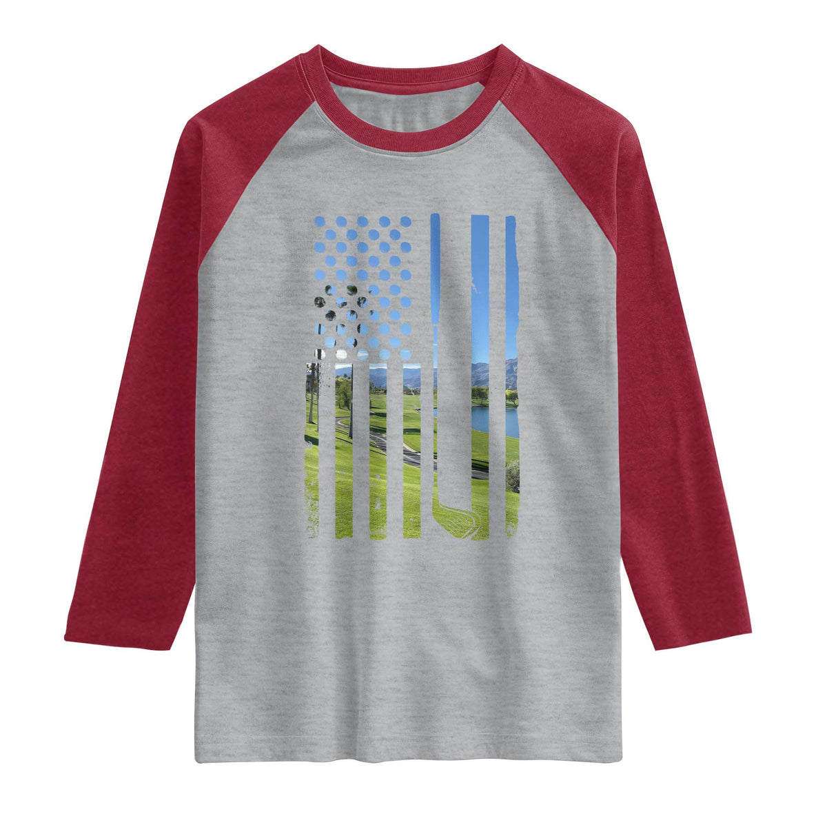 American Flag Golf Raglan Shirt Golfer Funny Golf Club Golfing