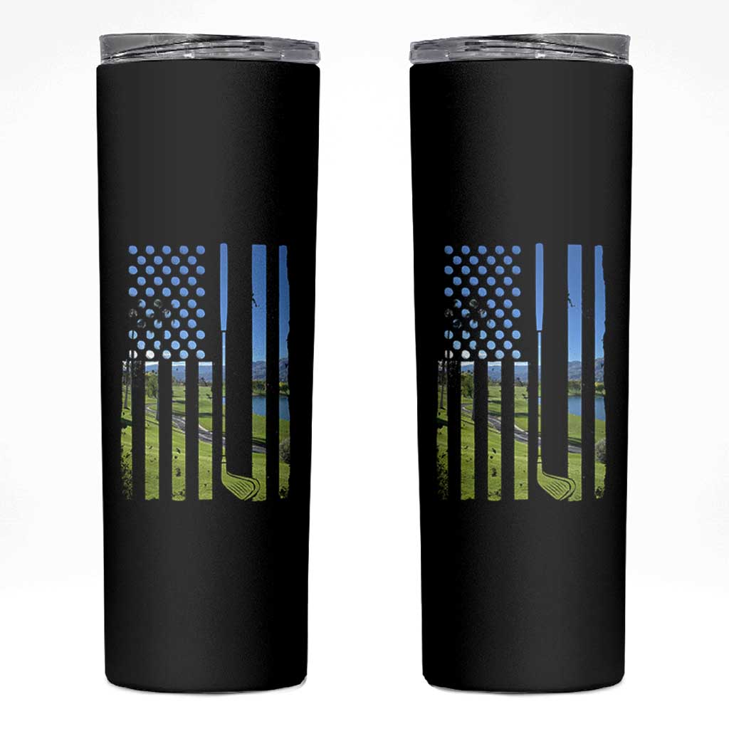 American Flag Golf Skinny Tumbler Golfer Funny Golf Club Golfing