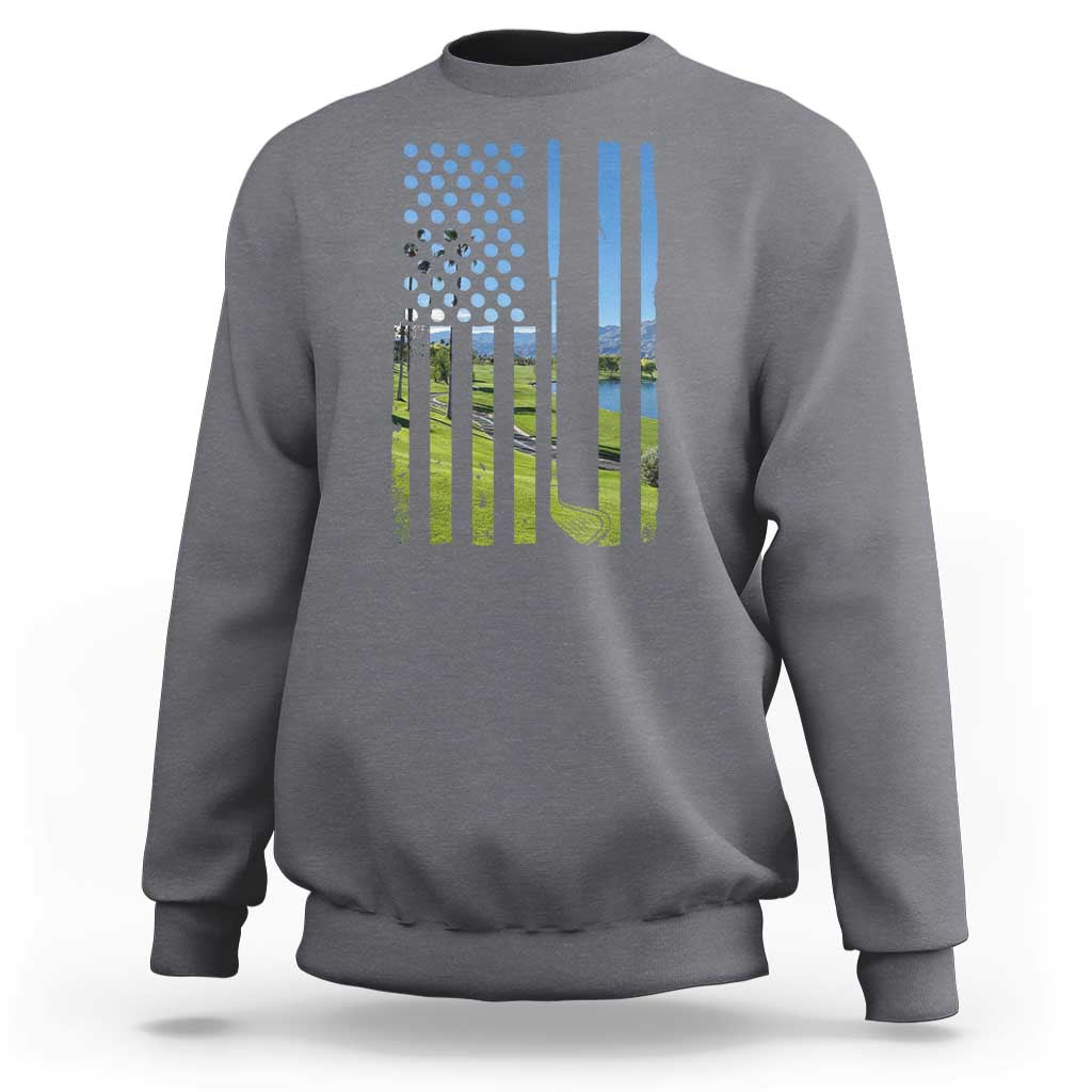American Flag Golf Sweatshirt Golfer Funny Golf Club Golfing