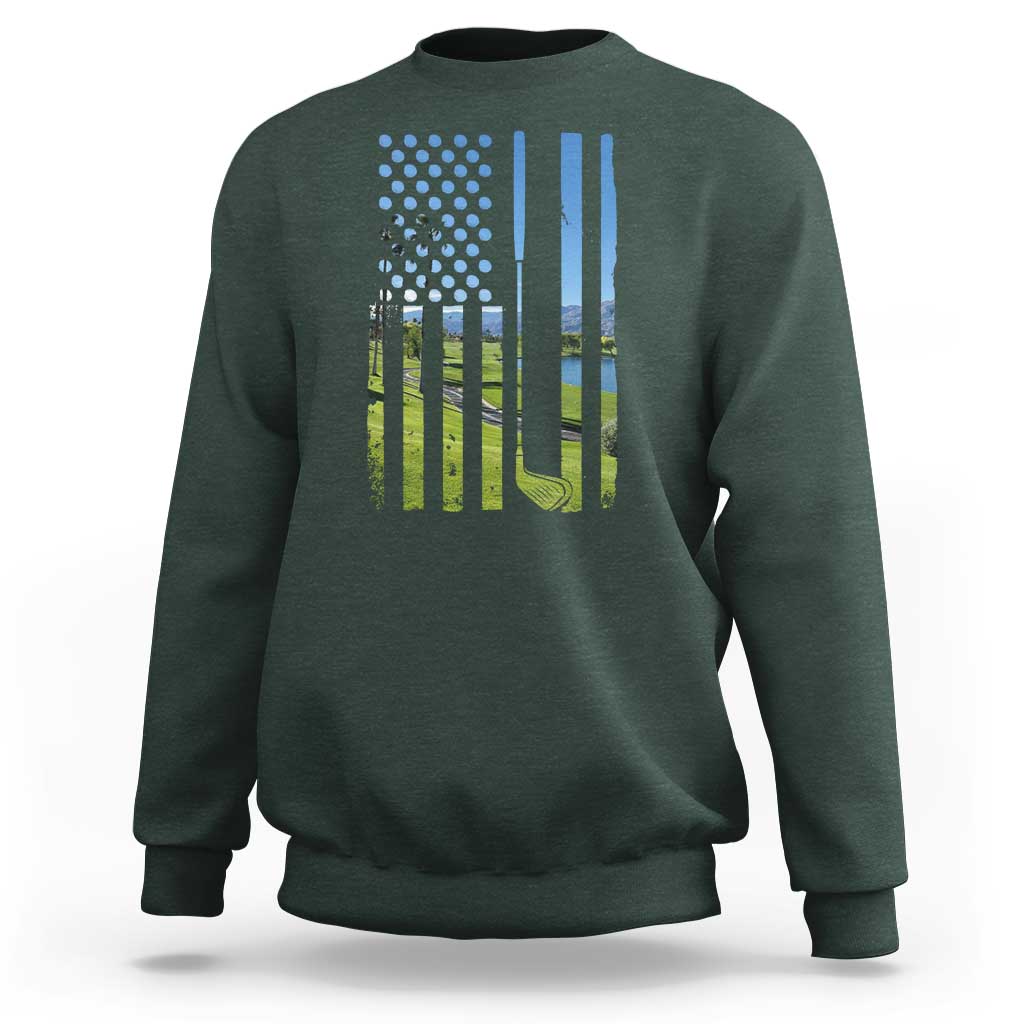 American Flag Golf Sweatshirt Golfer Funny Golf Club Golfing