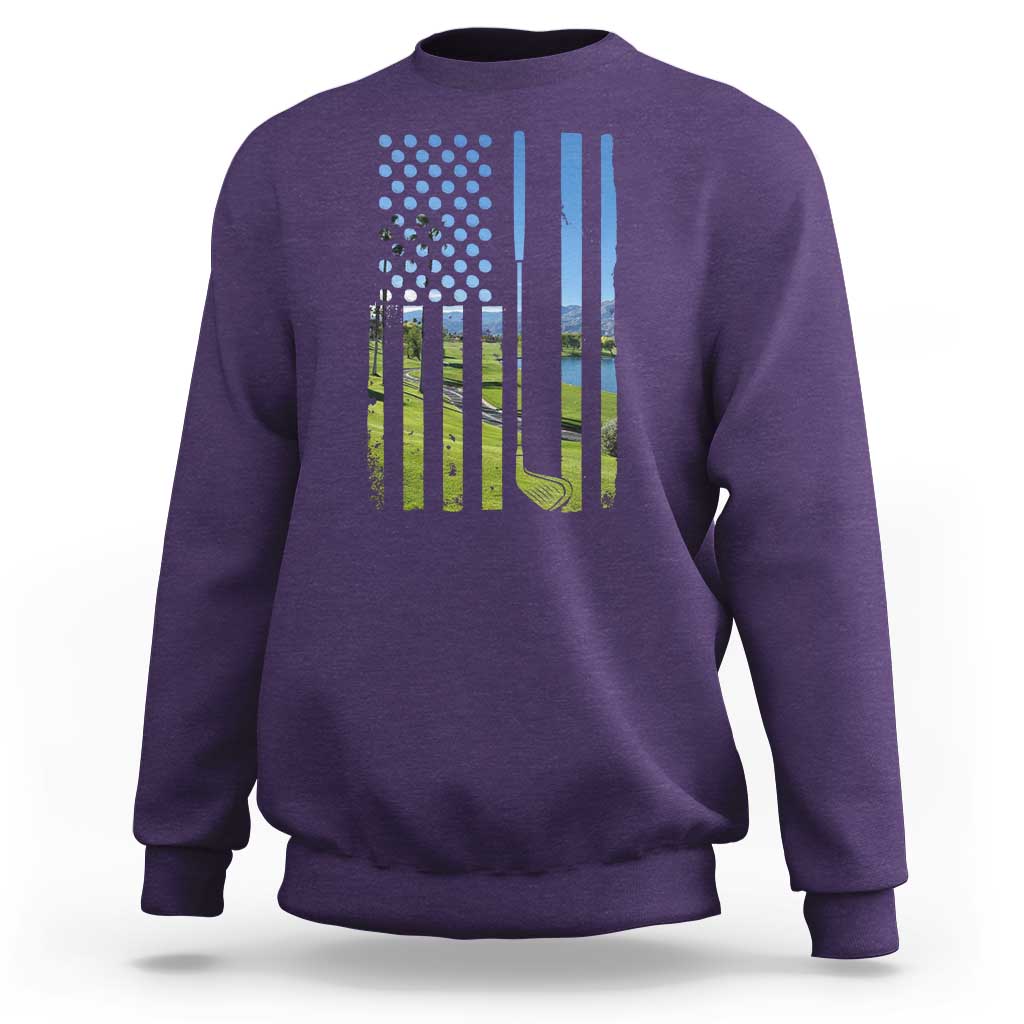 American Flag Golf Sweatshirt Golfer Funny Golf Club Golfing