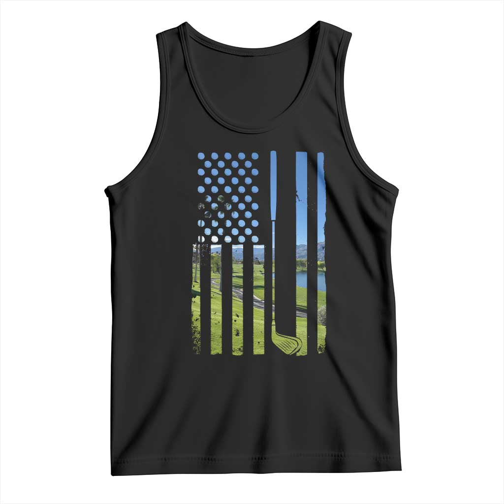 American Flag Golf Tank Top Golfer Funny Golf Club Golfing