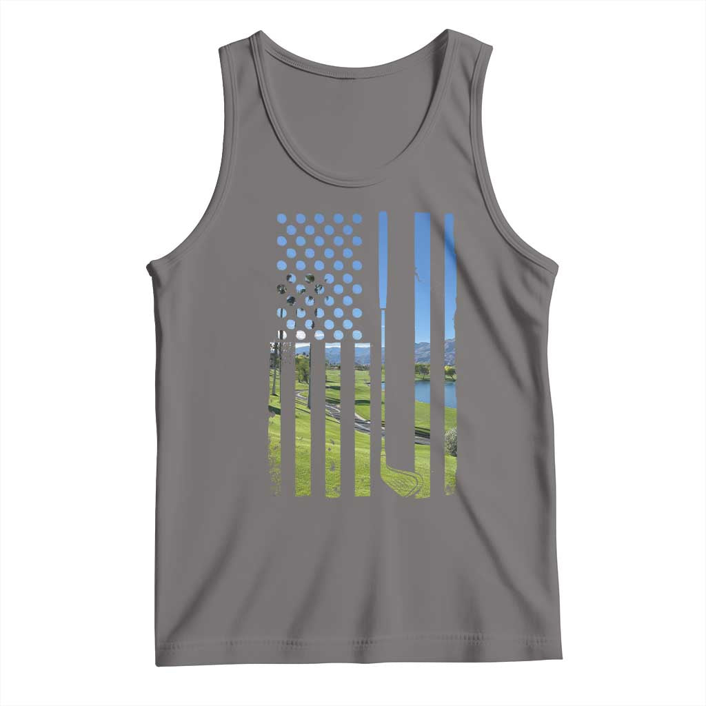 American Flag Golf Tank Top Golfer Funny Golf Club Golfing