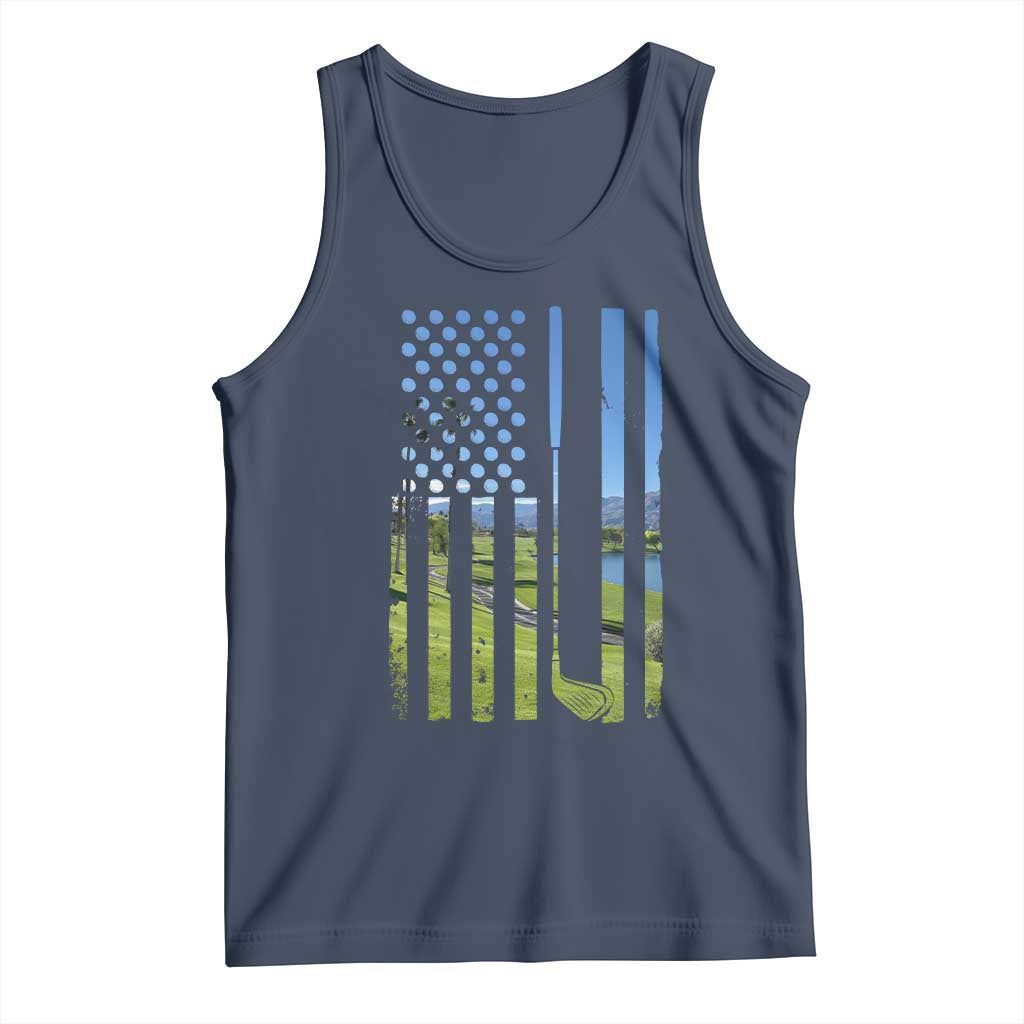 American Flag Golf Tank Top Golfer Funny Golf Club Golfing