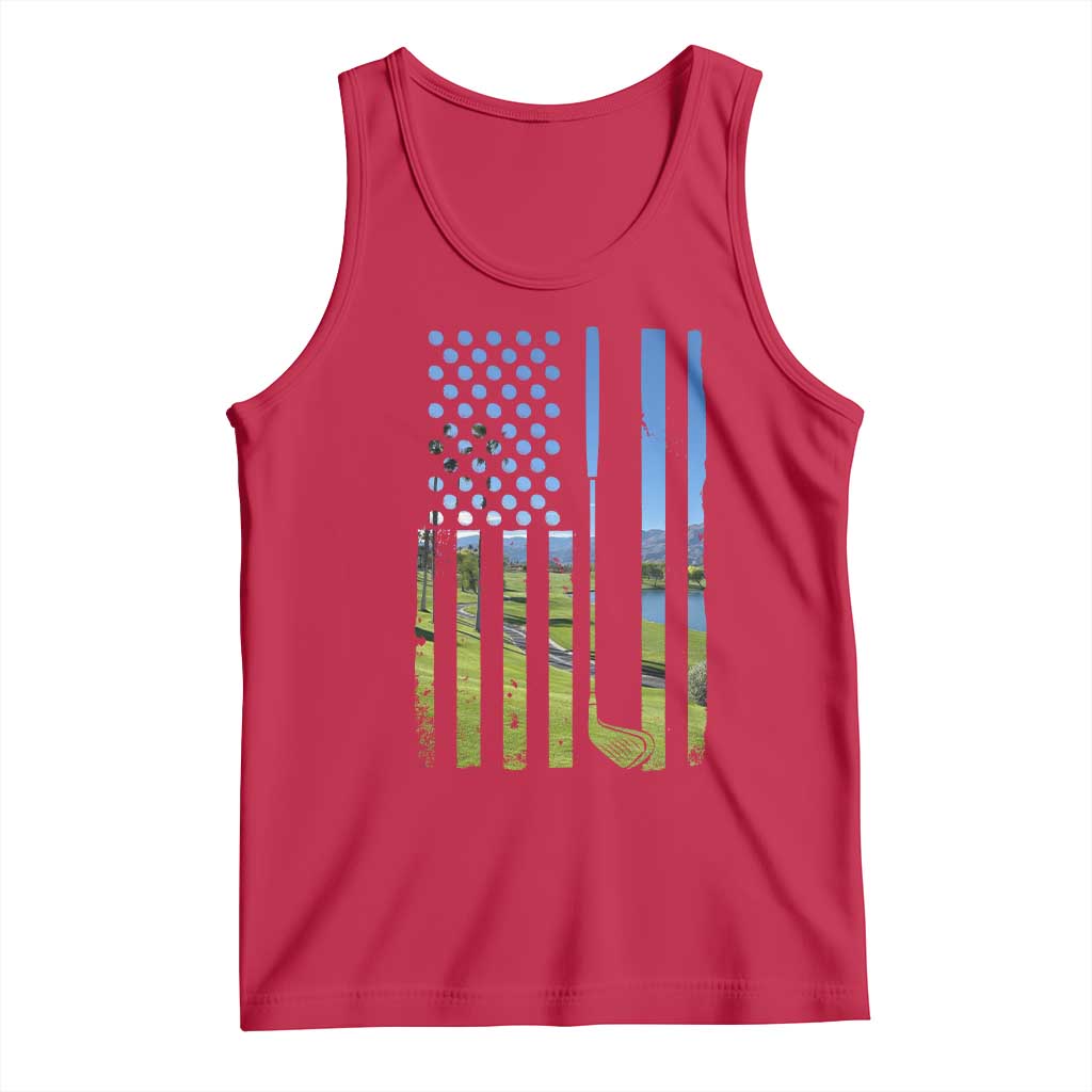 American Flag Golf Tank Top Golfer Funny Golf Club Golfing