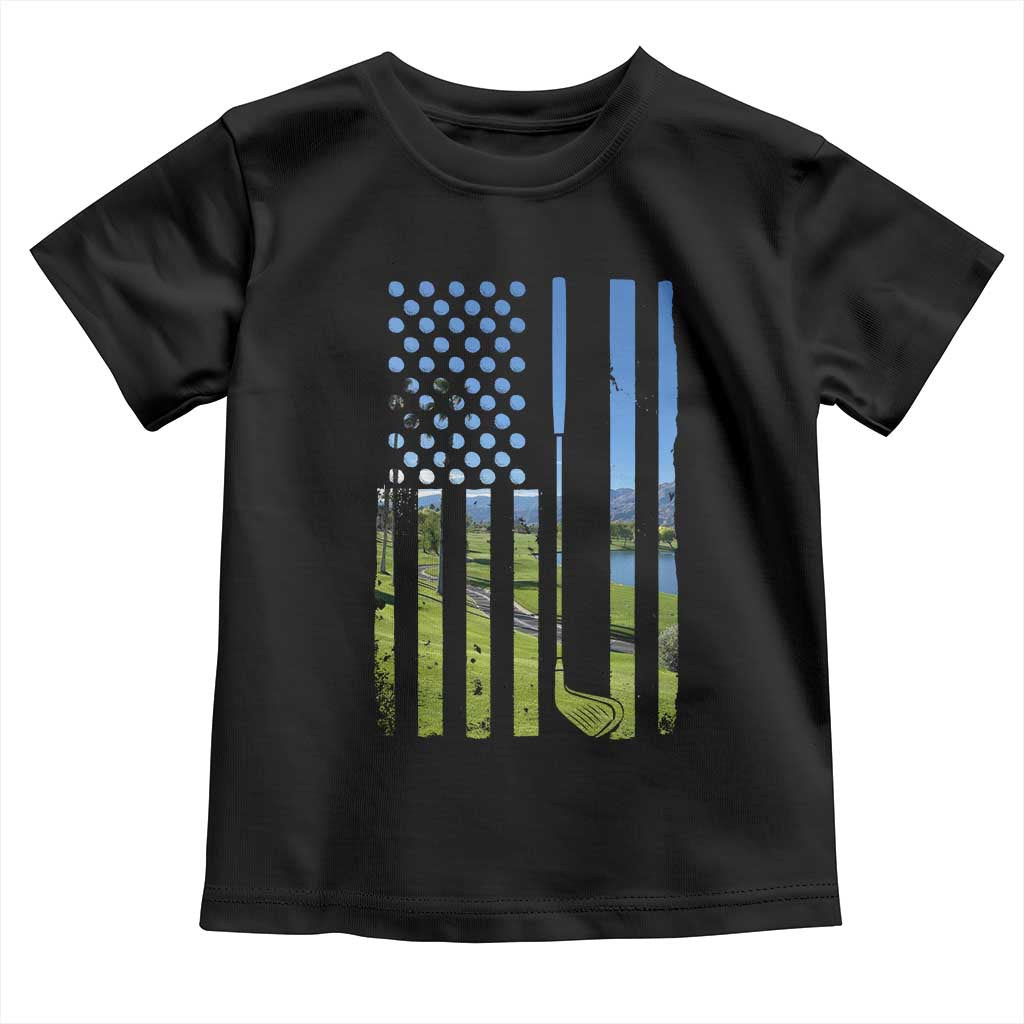 American Flag Golf Toddler T Shirt Golfer Funny Golf Club Golfing