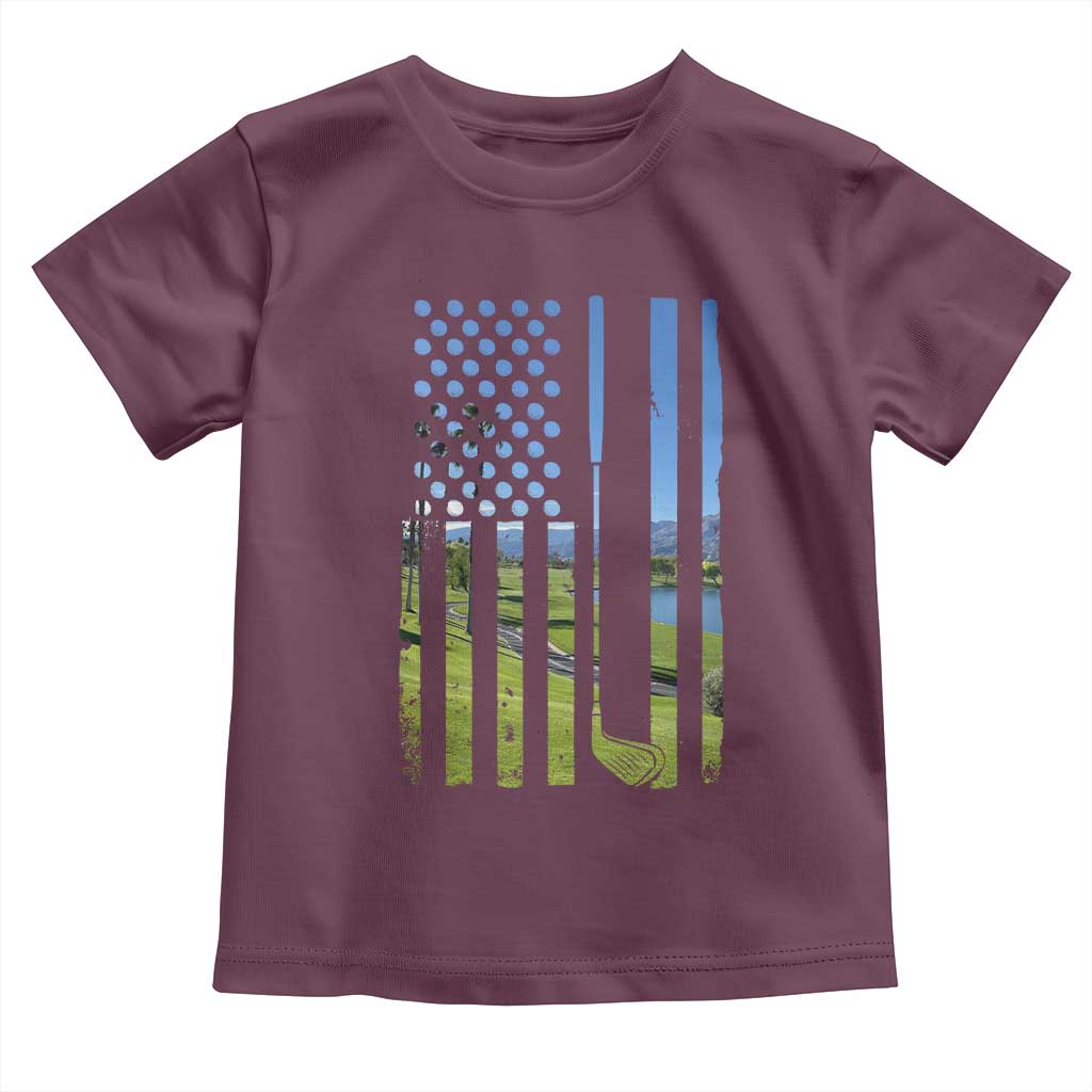 American Flag Golf Toddler T Shirt Golfer Funny Golf Club Golfing