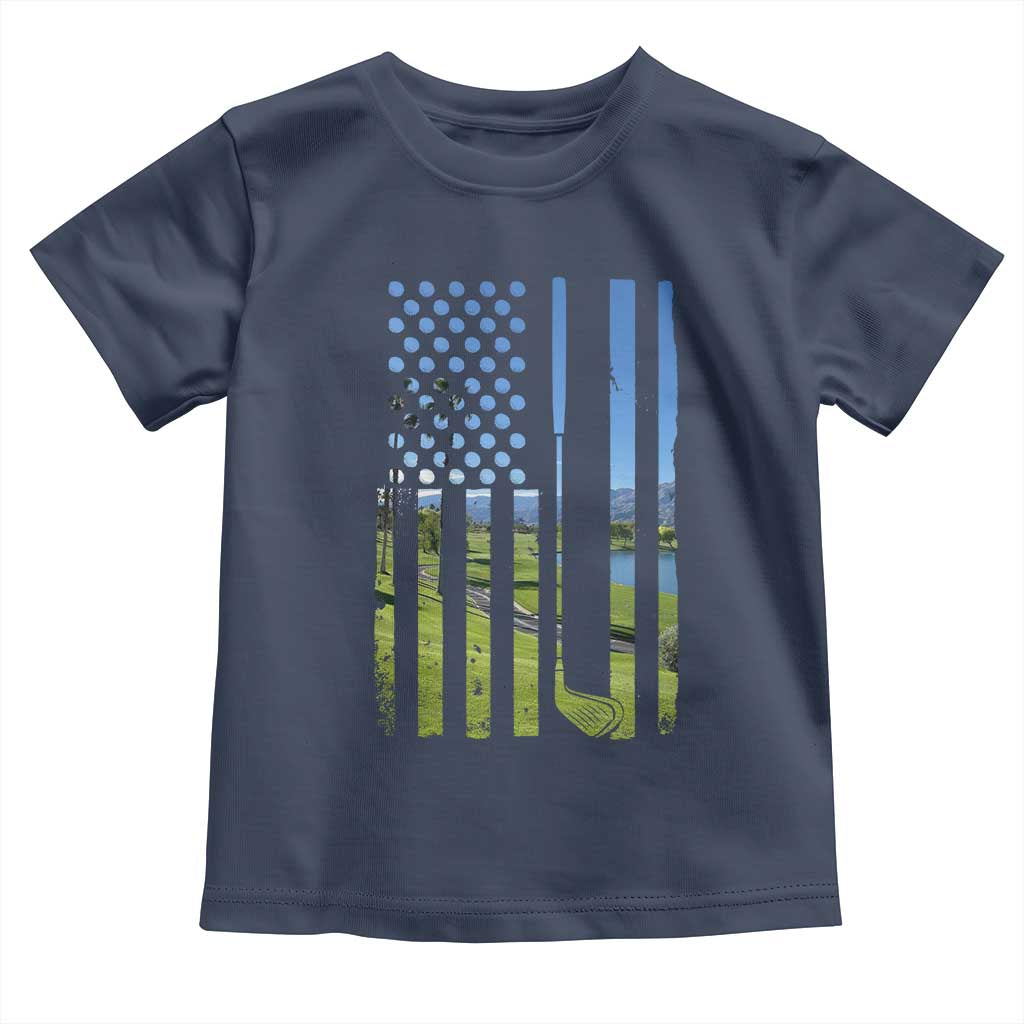American Flag Golf Toddler T Shirt Golfer Funny Golf Club Golfing