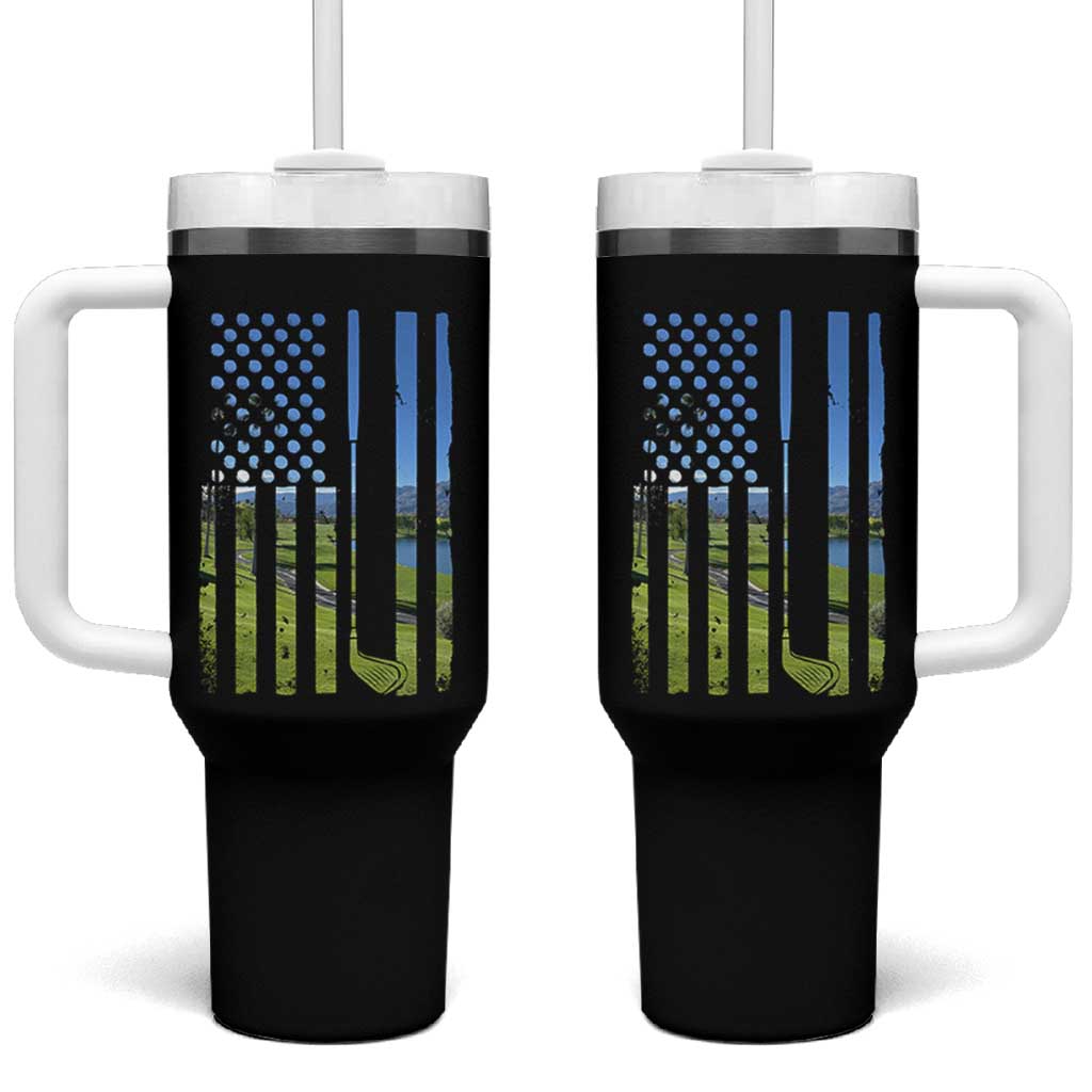 American Flag Golf Tumbler With Handle Golfer Funny Golf Club Golfing