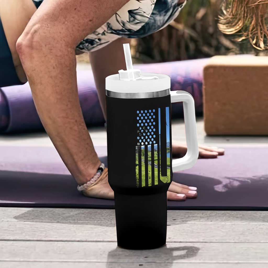 American Flag Golf Tumbler With Handle Golfer Funny Golf Club Golfing