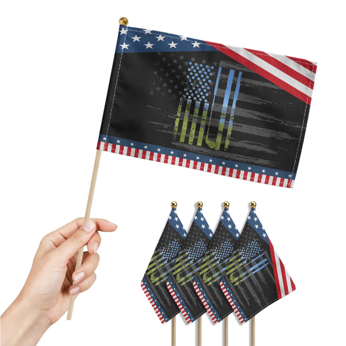 American Flag Golf Patriotic Handheld Flag Golfer Funny Golf Club Golfing