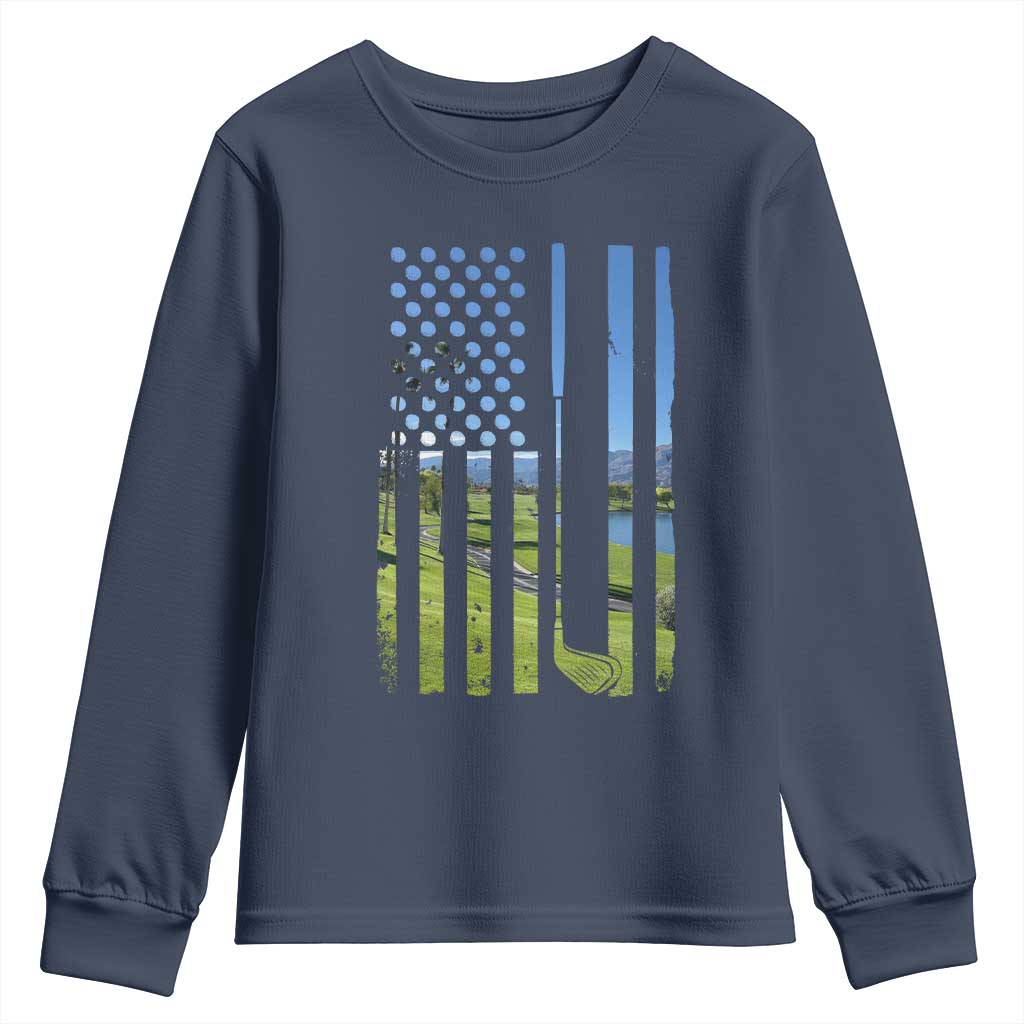 American Flag Golf Youth Sweatshirt Golfer Funny Golf Club Golfing