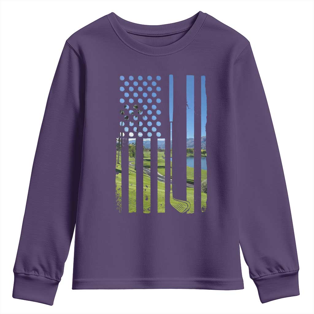 American Flag Golf Youth Sweatshirt Golfer Funny Golf Club Golfing