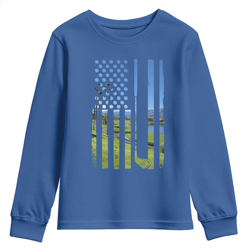 American Flag Golf Youth Sweatshirt Golfer Funny Golf Club Golfing