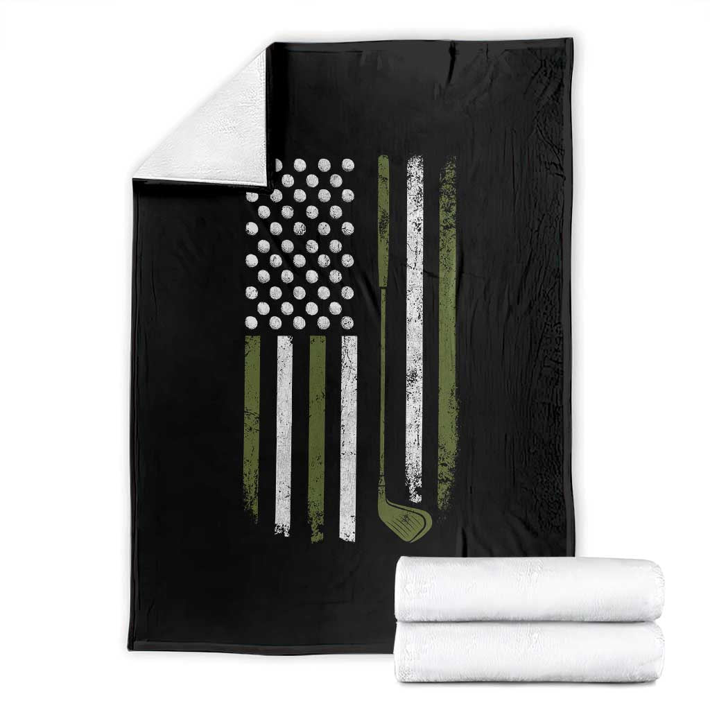 Retro American Flag Golf Throw Blanket Golfer Funny Golf Club Golfing