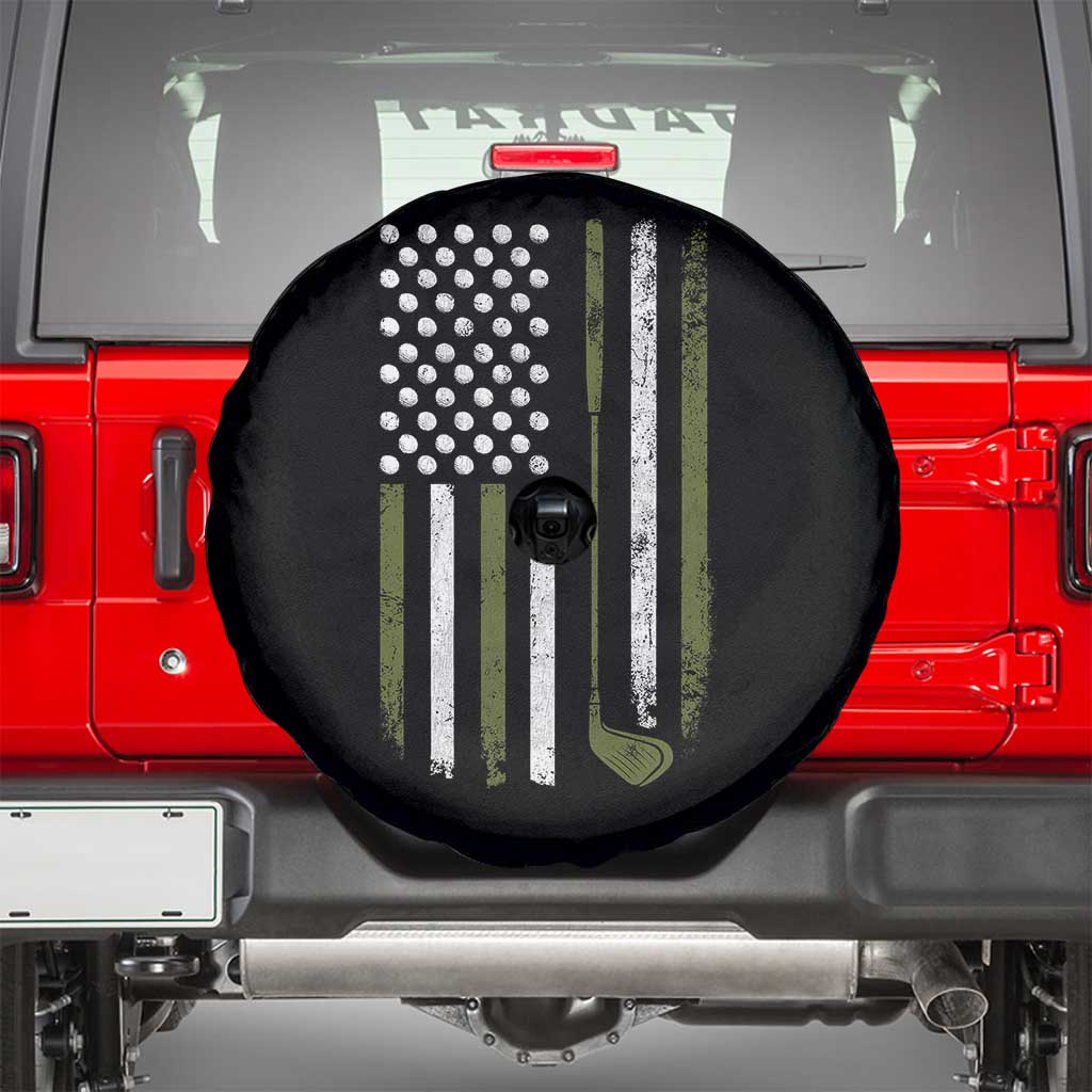 Retro American Flag Golf Spare Tire Cover Golfer Funny Golf Club Golfing