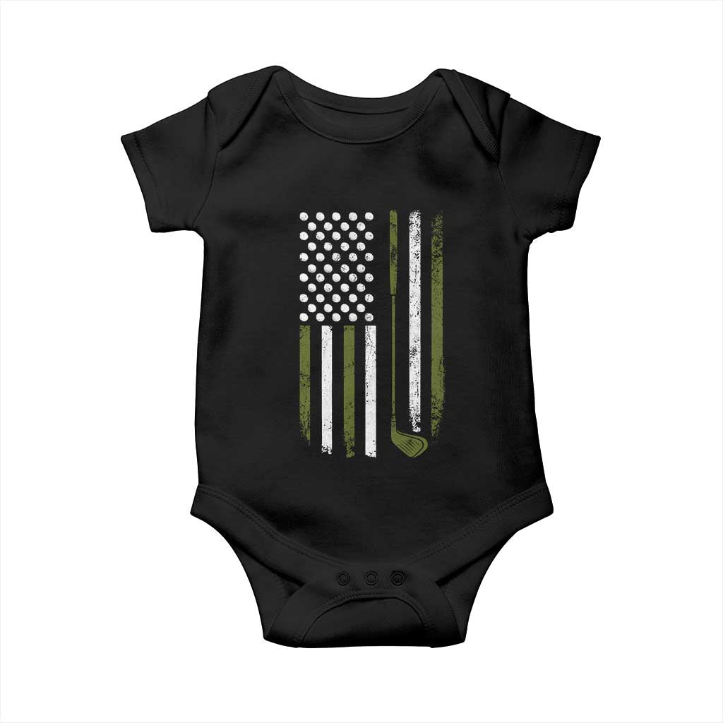 Retro American Flag Golf Baby Onesie Golfer Funny Golf Club Golfing