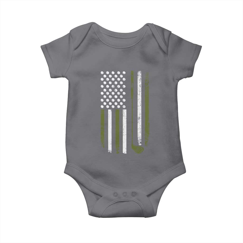 Retro American Flag Golf Baby Onesie Golfer Funny Golf Club Golfing