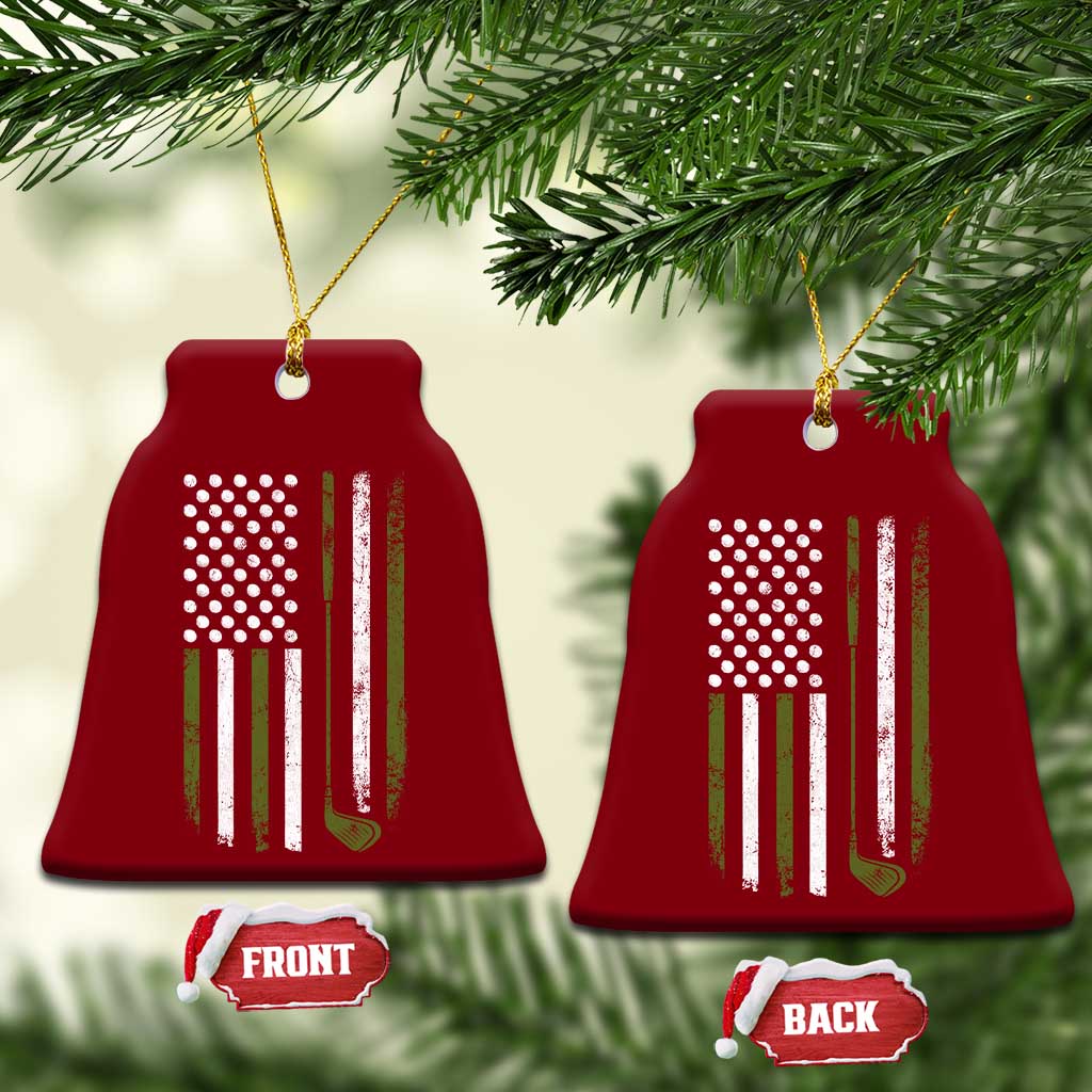 Retro American Flag Golf Ceramic Ornament Golfer Funny Golf Club Golfing