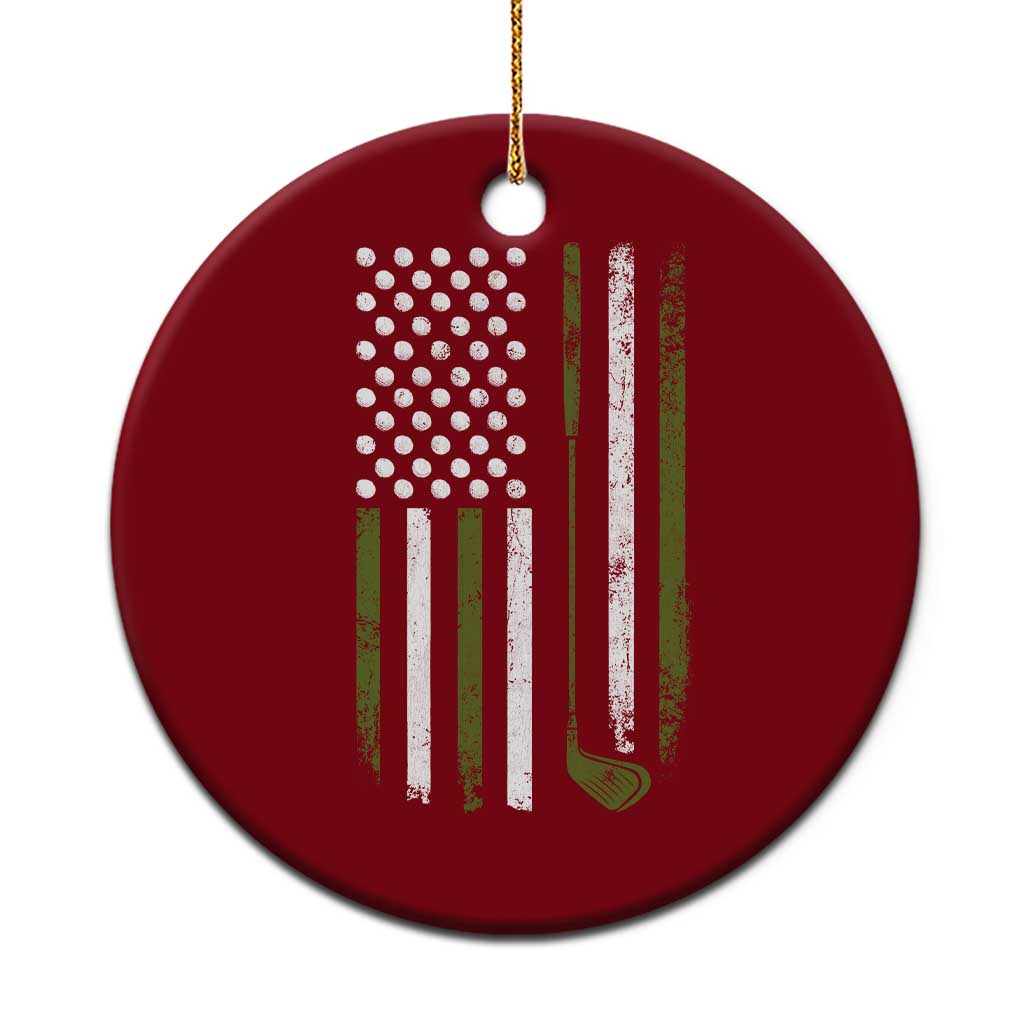 Retro American Flag Golf Ceramic Ornament Golfer Funny Golf Club Golfing