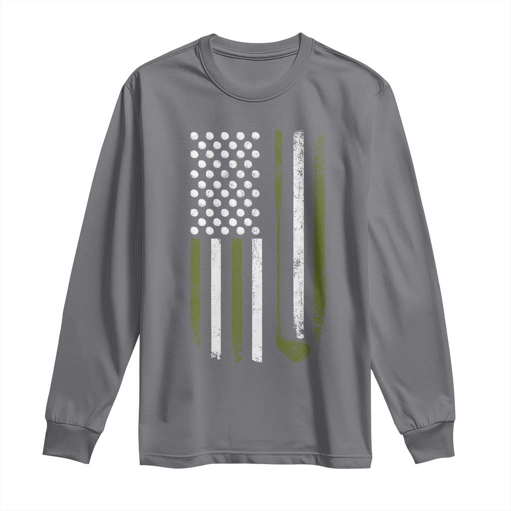 Retro American Flag Golf Long Sleeve Shirt Golfer Funny Golf Club Golfing