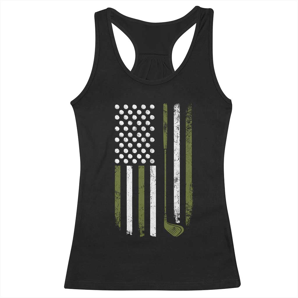 Retro American Flag Golf Racerback Tank Top Golfer Funny Golf Club Golfing