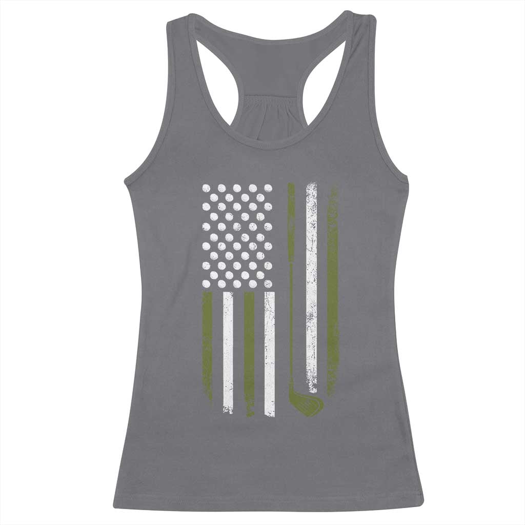Retro American Flag Golf Racerback Tank Top Golfer Funny Golf Club Golfing