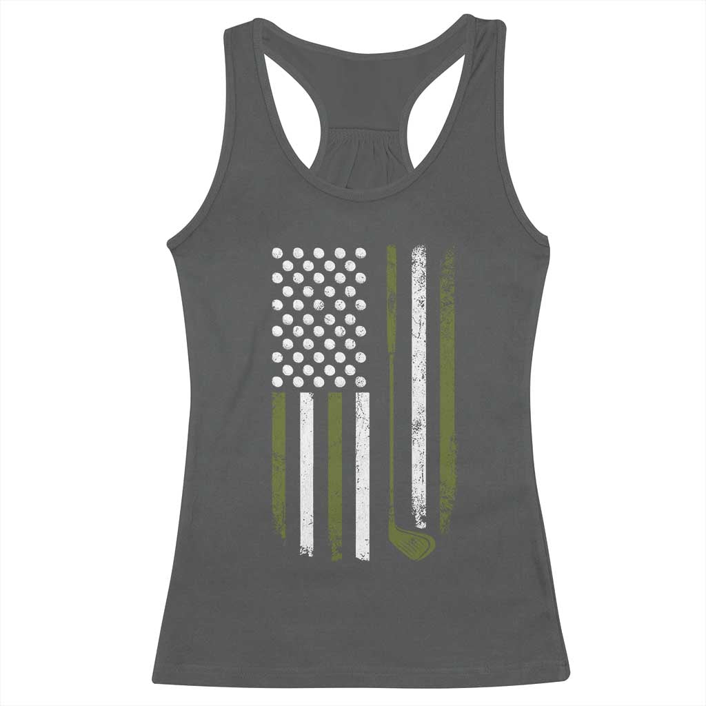 Retro American Flag Golf Racerback Tank Top Golfer Funny Golf Club Golfing