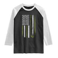 Retro American Flag Golf Raglan Shirt Golfer Funny Golf Club Golfing