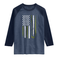 Retro American Flag Golf Raglan Shirt Golfer Funny Golf Club Golfing