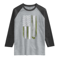 Retro American Flag Golf Raglan Shirt Golfer Funny Golf Club Golfing