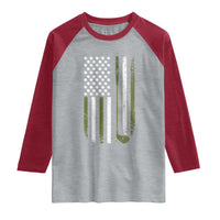 Retro American Flag Golf Raglan Shirt Golfer Funny Golf Club Golfing